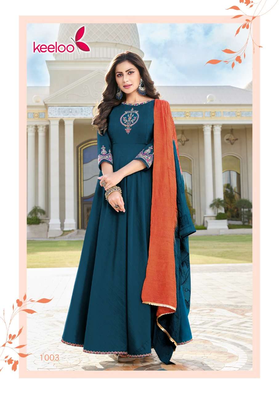 GRACIE VOL-1 BY KEELOO 1001 TO 1006 SERIES BEAUTIFUL STYLISH FANCY COLORFUL CASUAL WEAR & ETHNIC WEAR VISCOSE SLUB GOWNS WITH DUPATTA AT WHOLESALE PRICE