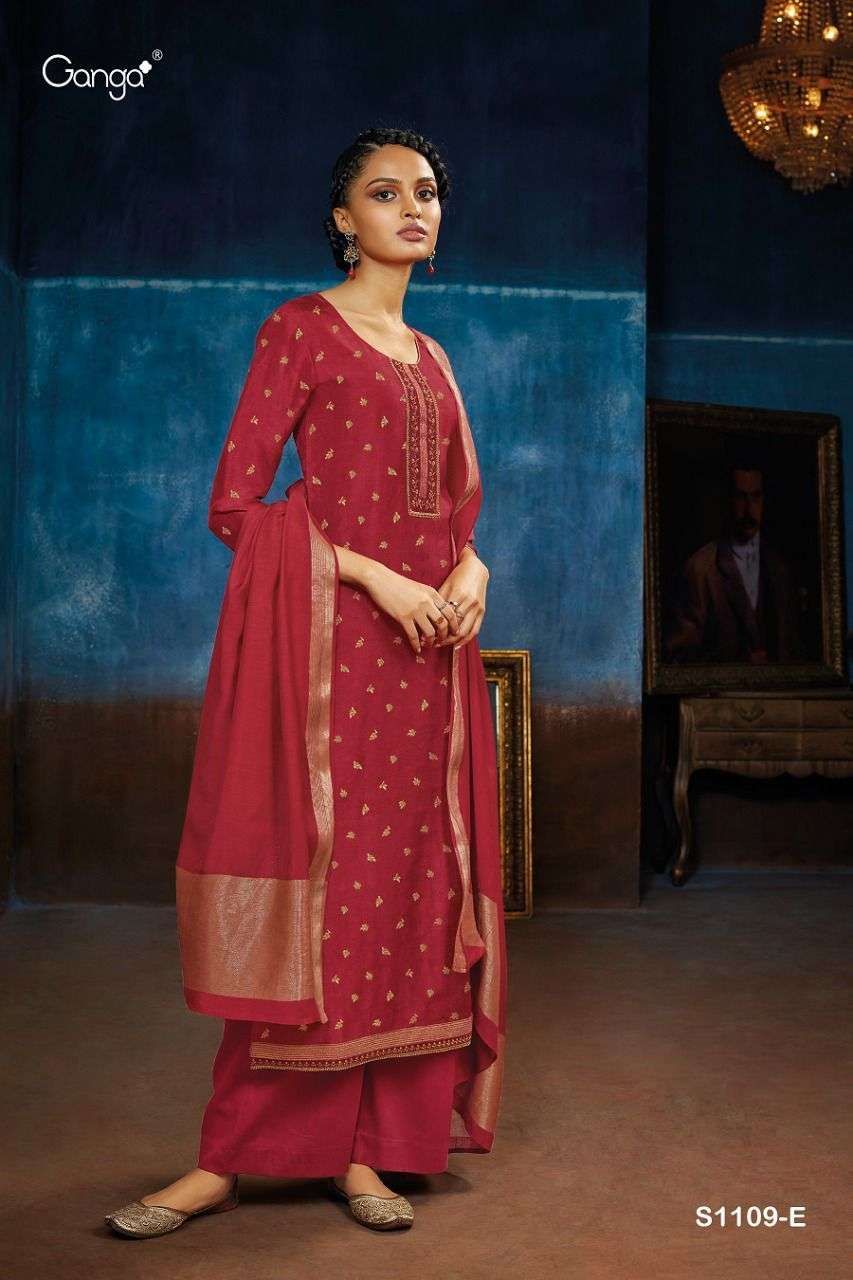 NEW VIMI-1109 BY GANGA FASHION 1109-A TO 1109-H SERIES BEAUTIFUL SUITS COLORFUL STYLISH FANCY CASUAL WEAR & ETHNIC WEAR BANARASI SILK JACQUARD DRESSES AT WHOLESALE PRICE