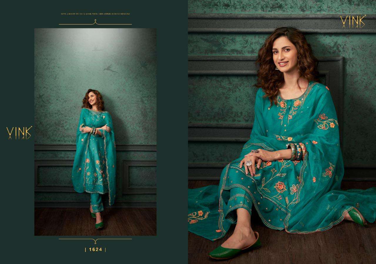FESTIVE EDIT BY VINK 1621 TO 1626 SERIES BEAUTIFUL SUITS COLORFUL STYLISH FANCY CASUAL WEAR & ETHNIC WEAR CHINNON SILK DRESSES AT WHOLESALE PRICE