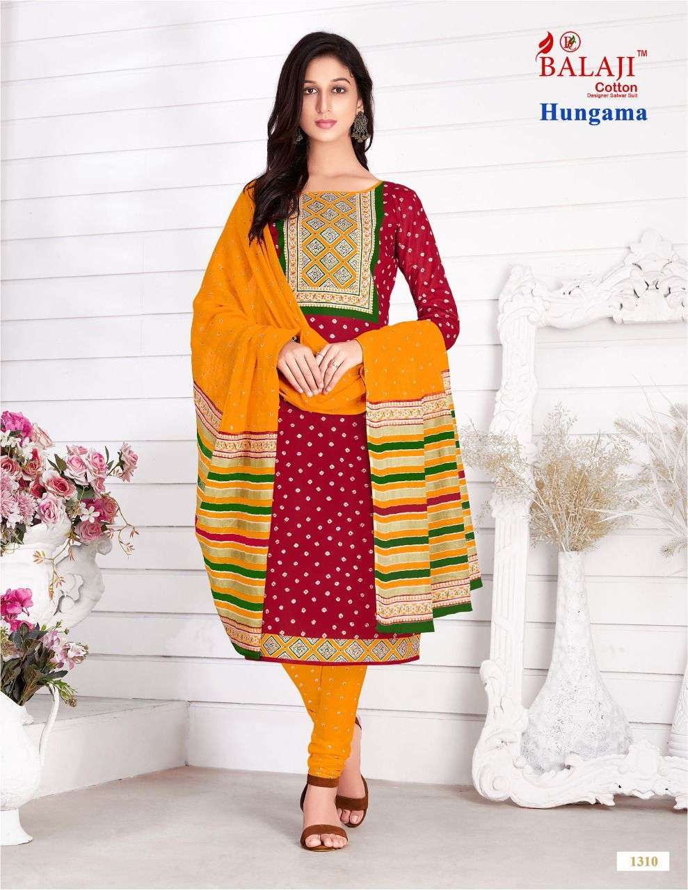 HUNGAMA VOL-13 BY BALAJI COTTON 1301 TO 1310 SERIES BEAUTIFUL SUITS STYLISH FANCY COLORFUL CASUAL WEAR & ETHNIC WEAR COTTON PRINTED DRESSES AT WHOLESALE PRICE