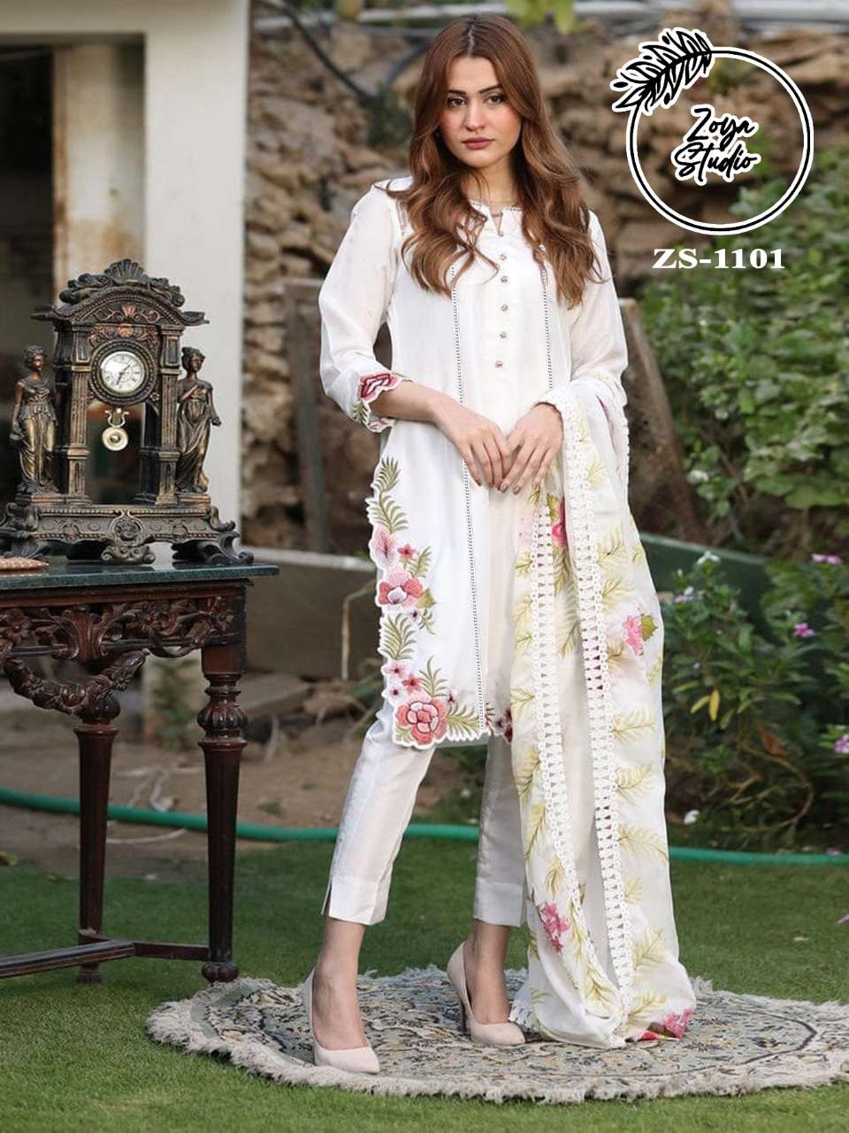 ZS-1101 COLOURS BY ZS TEXTILE 1101-A TO 1101-B SERIES BEAUTIFUL PAKISTANI SUITS COLORFUL STYLISH FANCY CASUAL WEAR & ETHNIC WEAR PURE COTTON DRESSES AT WHOLESALE PRICE