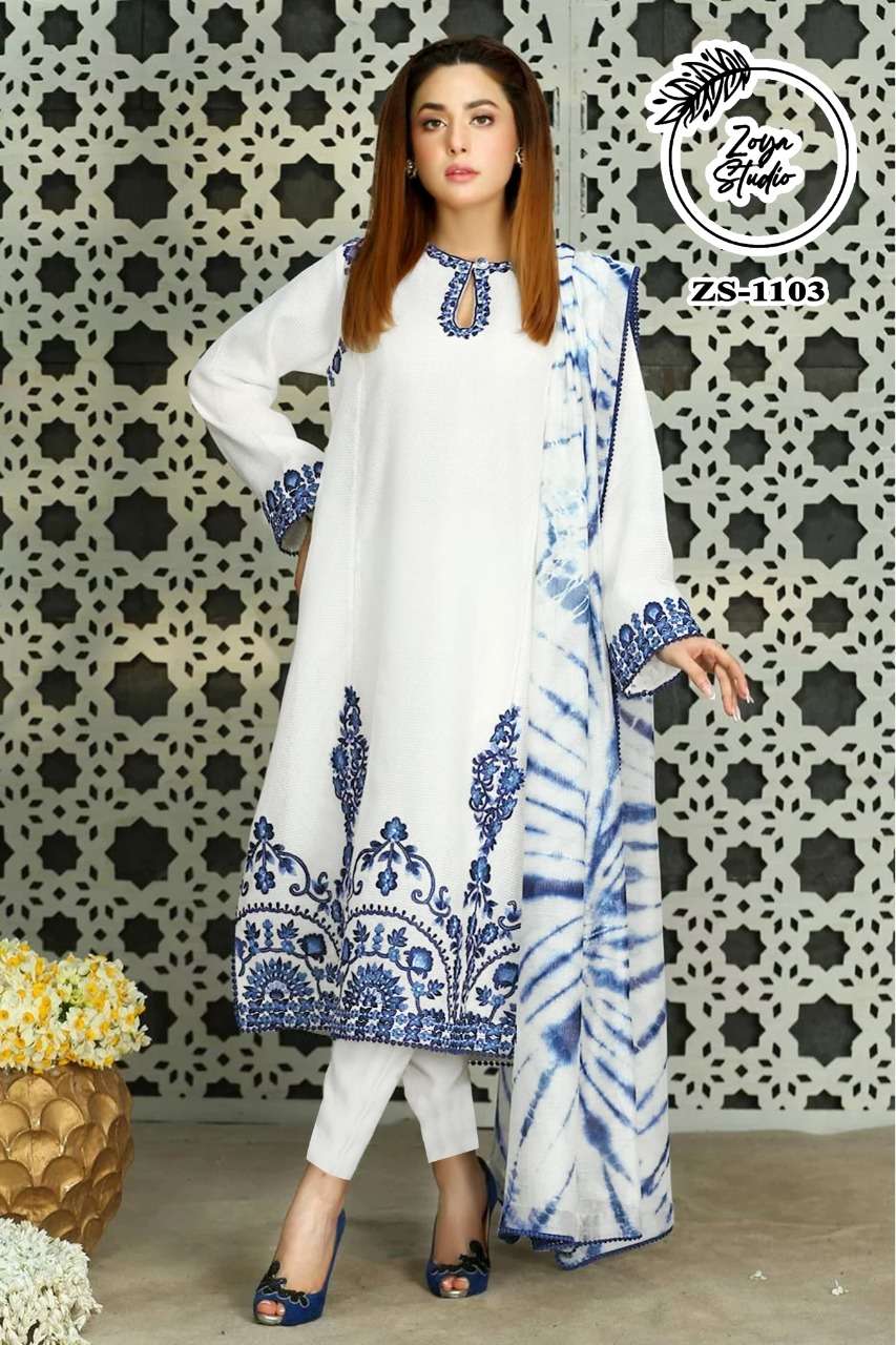 ZS-1103 COLOURS BY ZS TEXTILE 1103-A TO 1103-B SERIES BEAUTIFUL PAKISTANI SUITS COLORFUL STYLISH FANCY CASUAL WEAR & ETHNIC WEAR PURE GEORGETTE DRESSES AT WHOLESALE PRICE