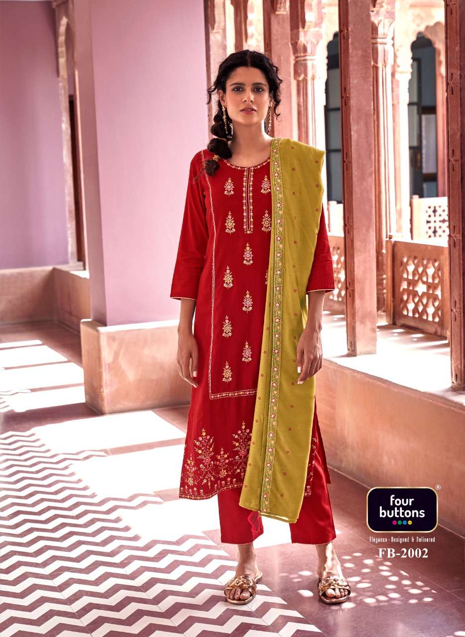 RANGREZ VOL-2 BY FOUR BUTTONS 2001 TO 2006 SERIES DESIGNER SUITS COLLECTION BEAUTIFUL STYLISH COLORFUL FANCY PARTY WEAR & OCCASIONAL WEAR VISCOSE SILK EMBROIDERY DRESSES AT WHOLESALE PRICE