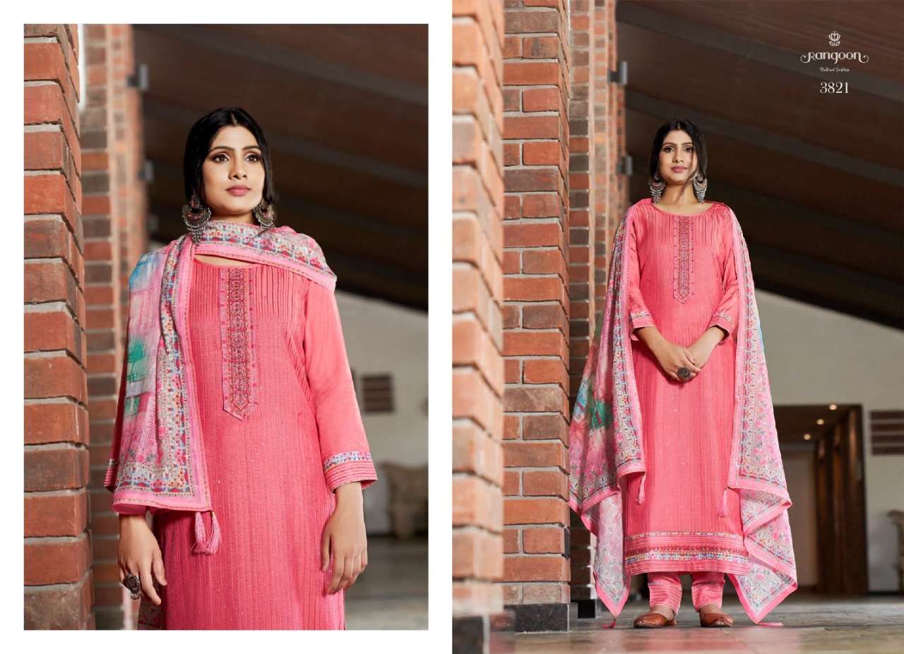 AARAMBH VOL-2 BY RANGOON 3821 TO 3824 SERIES BEAUTIFUL SUITS COLORFUL STYLISH FANCY CASUAL WEAR & ETHNIC WEAR PURE MUSLIN DRESSES AT WHOLESALE PRICE