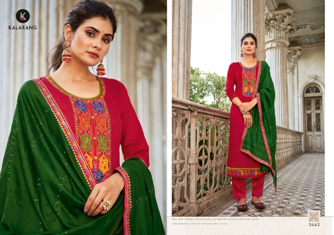 ANIKA BY KALARANG 3461 TO 3464 SERIES BEAUTIFUL SUITS COLORFUL STYLISH FANCY CASUAL WEAR & ETHNIC WEAR SILK DRESSES AT WHOLESALE PRICE