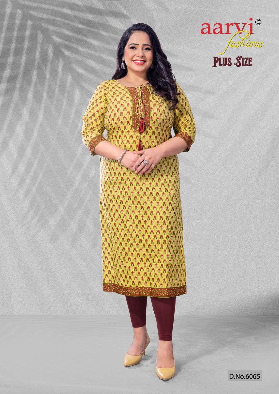 PLUS SIZE BY AARVI FASHION 6064 TO 6078 SERIES DESIGNER STYLISH FANCY COLORFUL BEAUTIFUL PARTY WEAR & ETHNIC WEAR COLLECTION PURE COTTON KURTIS AT WHOLESALE PRICE