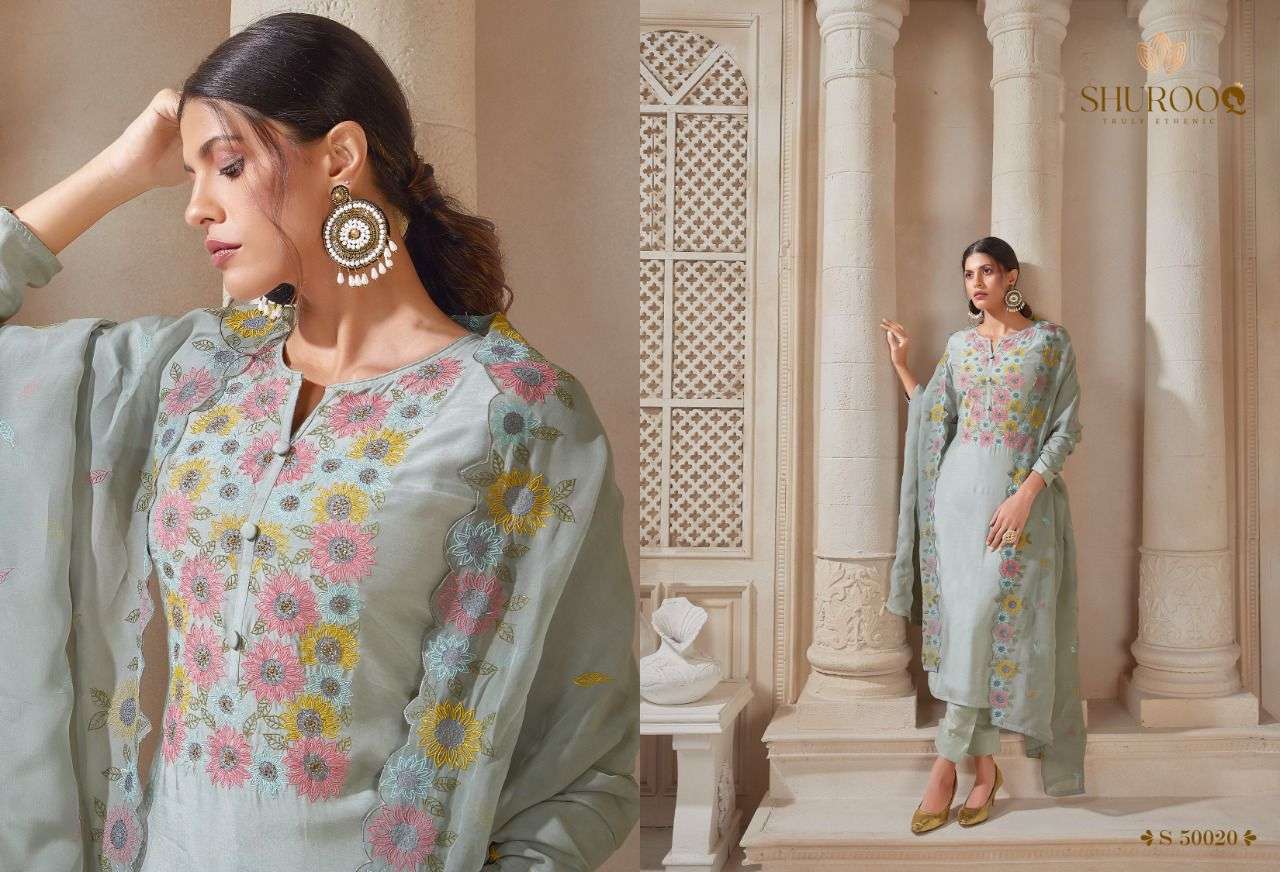 AARADHYA BY SHUROOQ 50017 TO 50020 SERIES BEAUTIFUL SUITS COLORFUL STYLISH FANCY CASUAL WEAR & ETHNIC WEAR PURE MUSLIN DRESSES AT WHOLESALE PRICE