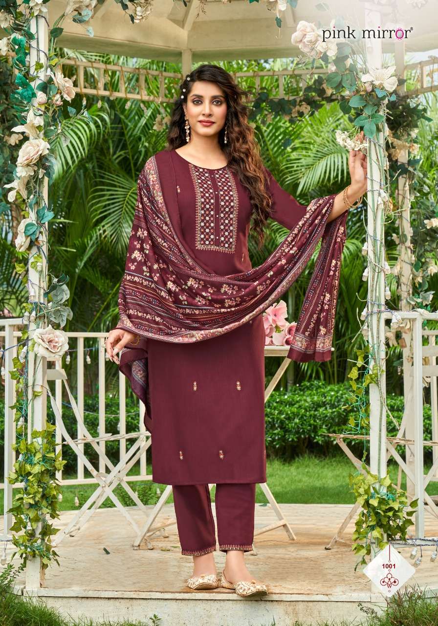 SUGAR BY PINK MIRROR 1001 TO 1006 SERIES BEAUTIFUL SUITS COLORFUL STYLISH FANCY CASUAL WEAR & ETHNIC WEAR SLUB EMBROIDERED DRESSES AT WHOLESALE PRICE