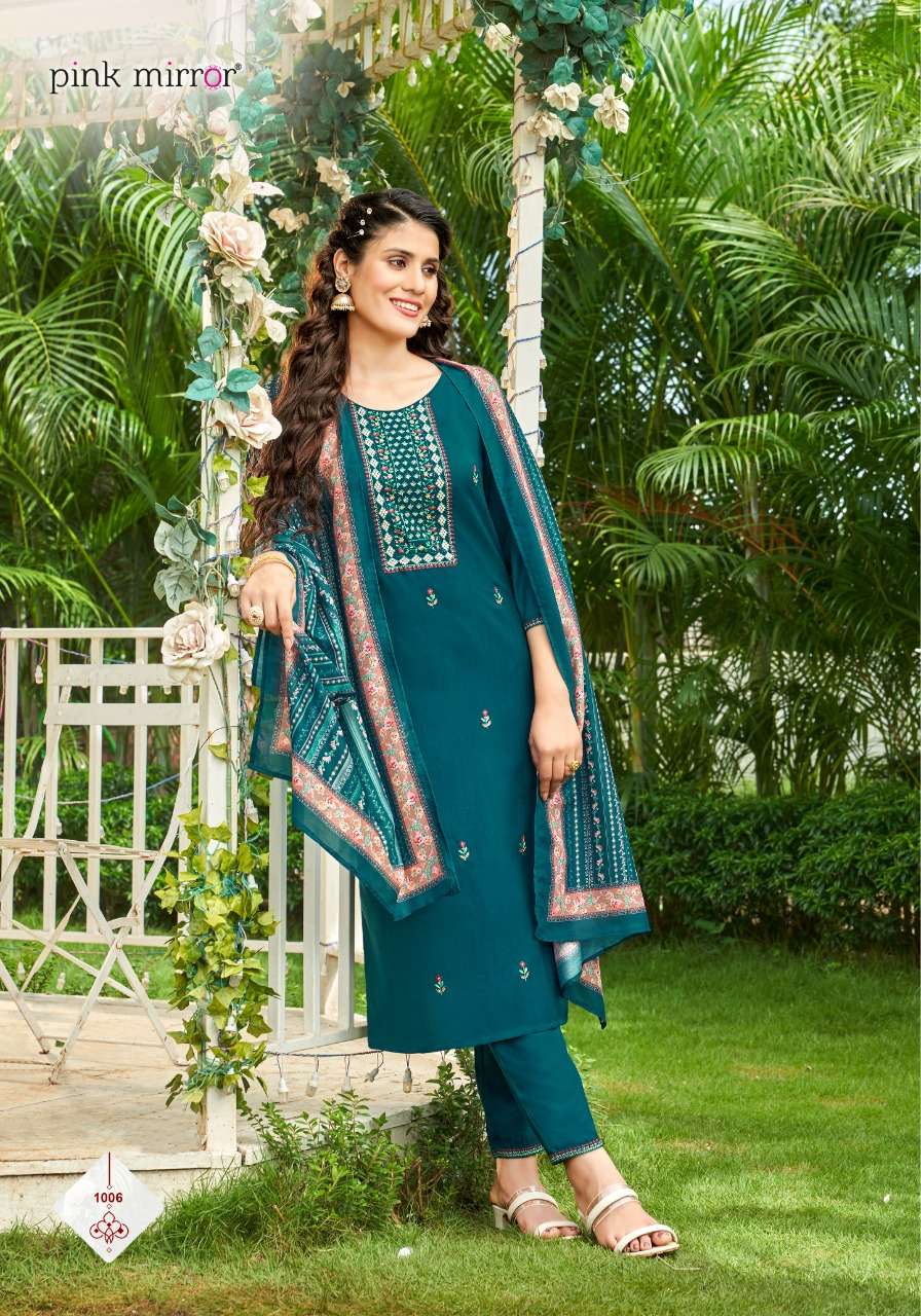SUGAR BY PINK MIRROR 1001 TO 1006 SERIES BEAUTIFUL SUITS COLORFUL STYLISH FANCY CASUAL WEAR & ETHNIC WEAR SLUB EMBROIDERED DRESSES AT WHOLESALE PRICE