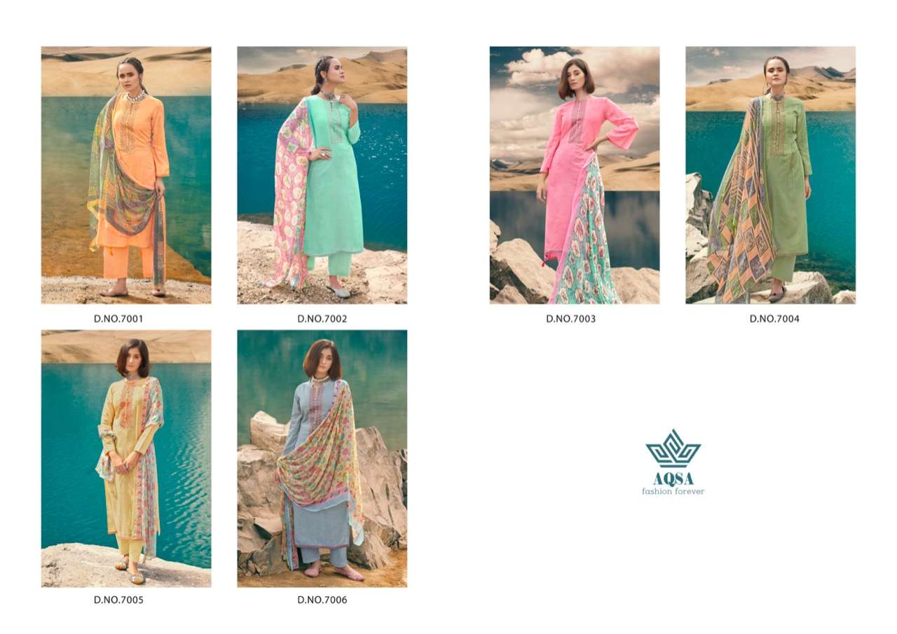 VRITIKA BY AQSA 7001 TO 7006 SERIES BEAUTIFUL SUITS COLORFUL STYLISH FANCY CASUAL WEAR & ETHNIC WEAR CAMBRIC PRINT DRESSES AT WHOLESALE PRICE
