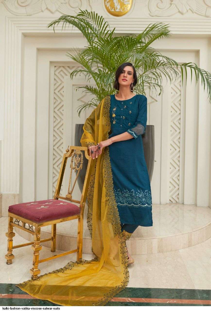 VATIKA BY KALKI 53001 TO 53006 SERIES BEAUTIFUL SUITS COLORFUL STYLISH FANCY CASUAL WEAR & ETHNIC WEAR PURE VISCOSE SILK DRESSES AT WHOLESALE PRICE