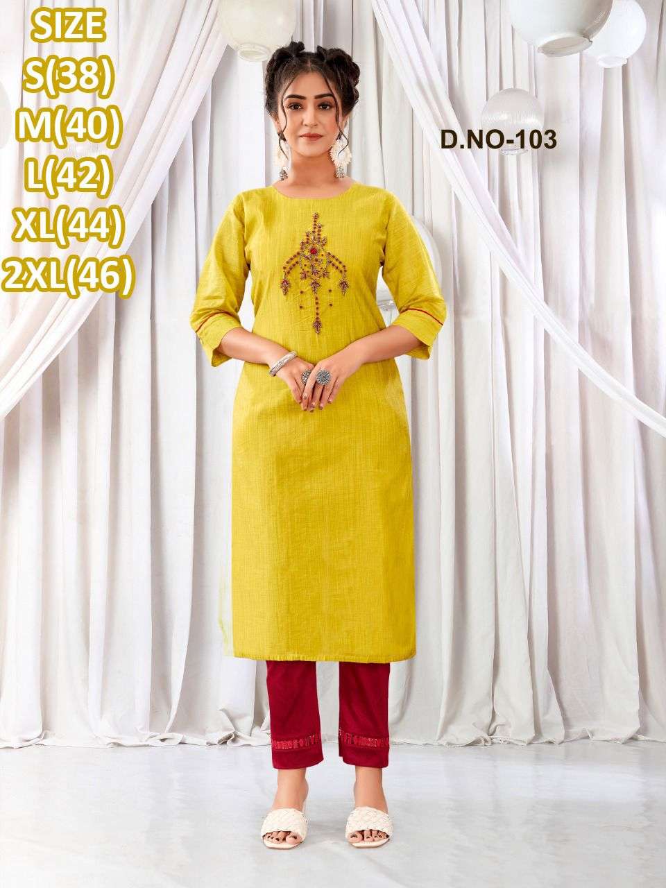 Modal Silk Gold Printed A-Line Designer Women Kurti (Mustard) – Fabclub