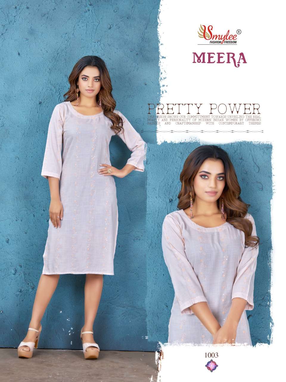 MEERA BY SMYLEE 1001 TO 1008 SERIES DESIGNER STYLISH FANCY COLORFUL BEAUTIFUL PARTY WEAR & ETHNIC WEAR COLLECTION PURE RAYON KURTIS AT WHOLESALE PRICE