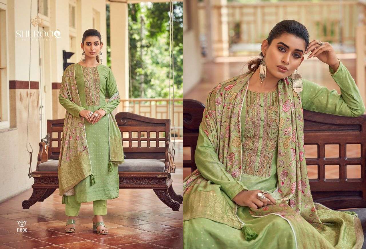 SIMRAM BY SHUROOQ 11800 TO 11803 SERIES BEAUTIFUL SUITS COLORFUL STYLISH FANCY CASUAL WEAR & ETHNIC WEAR MUSLIN JACQUARD DRESSES AT WHOLESALE PRICE