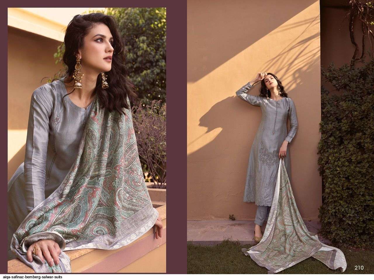 SAFINAZ BY AIQA 209 TO 216 SERIES BEAUTIFUL SUITS COLORFUL STYLISH FANCY CASUAL WEAR & ETHNIC WEAR PURE BEMBERG SILK DRESSES AT WHOLESALE PRICE