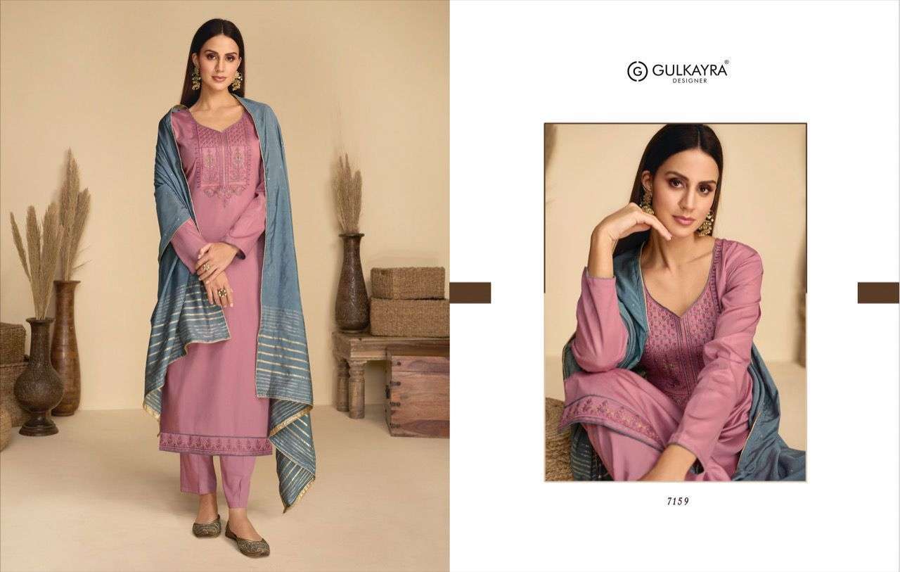 Aaliyah By Gulkayra Designer 7157 To 7162 Series Beautiful Suits Colorful Stylish Fancy Casual Wear & Ethnic Wear Jam Silk Embroidered Dresses At Wholesale Price