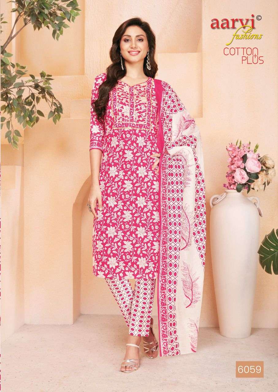 COTTON PLUS BY AARVI FASHION 6054 TO 6063 SERIES BEAUTIFUL SUITS COLORFUL STYLISH FANCY CASUAL WEAR & ETHNIC WEAR PURE COTTON PRINT DRESSES AT WHOLESALE PRICE