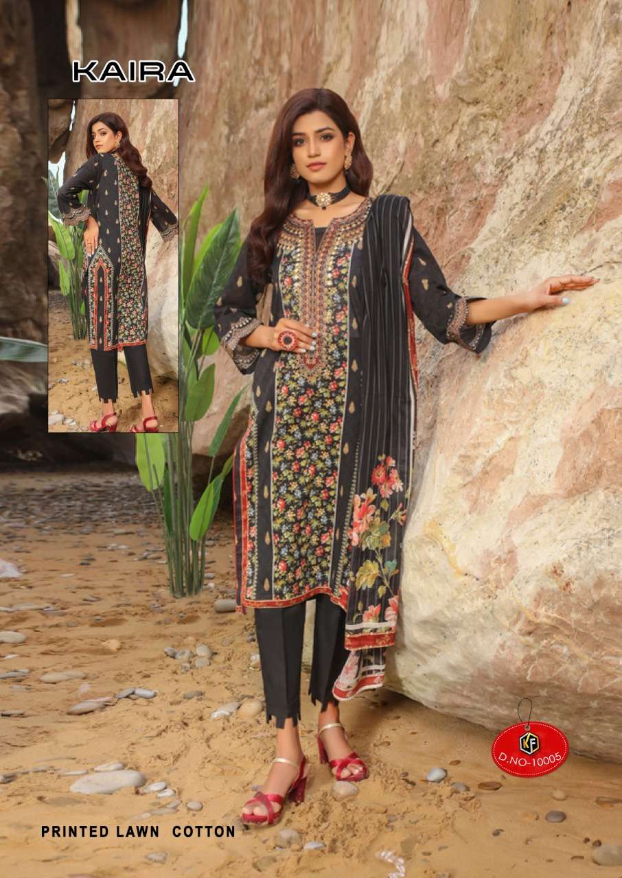 KAIRA VOL-10 BY KEVAL FAB 10001 TO 10006 SERIES BEAUTIFUL SUITS STYLISH FANCY COLORFUL PARTY WEAR & OCCASIONAL WEAR PURE LAWN PRINT DRESSES AT WHOLESALE PRICE