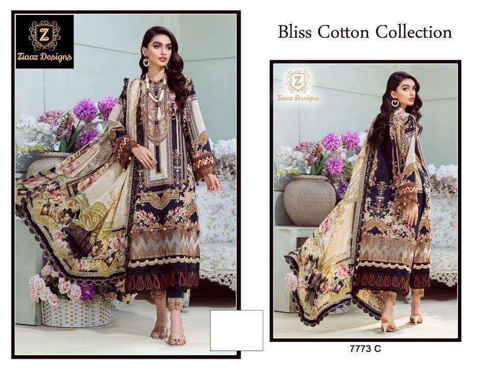 BLISS COTTON COLLECTION BY ZIAAZ DESIGNS BEAUTIFUL PAKISTANI SUITS COLORFUL STYLISH FANCY CASUAL WEAR & ETHNIC WEAR COTTON PRINT DRESSES AT WHOLESALE PRICE