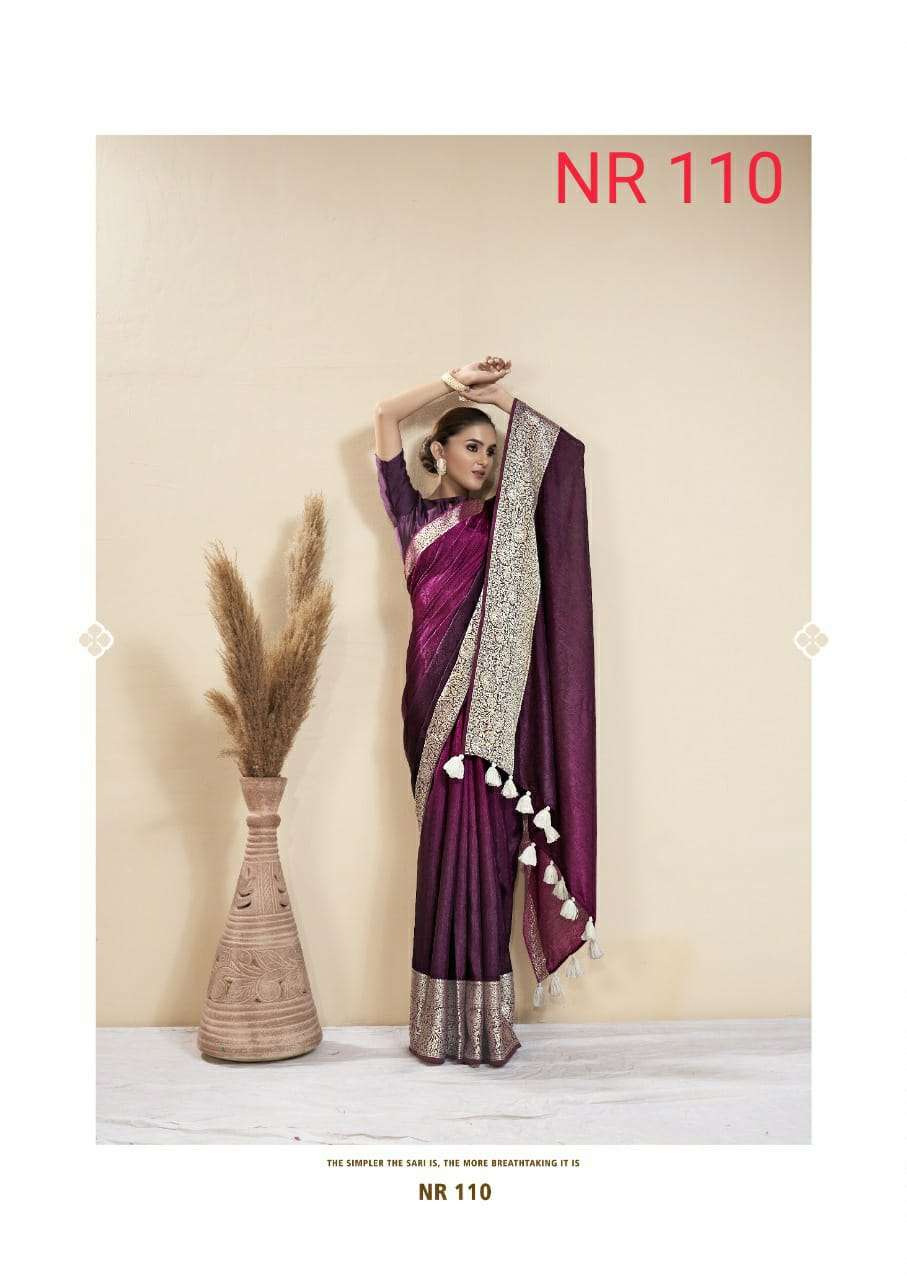 NORA BY SR 101 TO 110 SERIES INDIAN TRADITIONAL WEAR COLLECTION BEAUTIFUL STYLISH FANCY COLORFUL PARTY WEAR & OCCASIONAL WEAR DOLA JACQUARD SAREES AT WHOLESALE PRICE