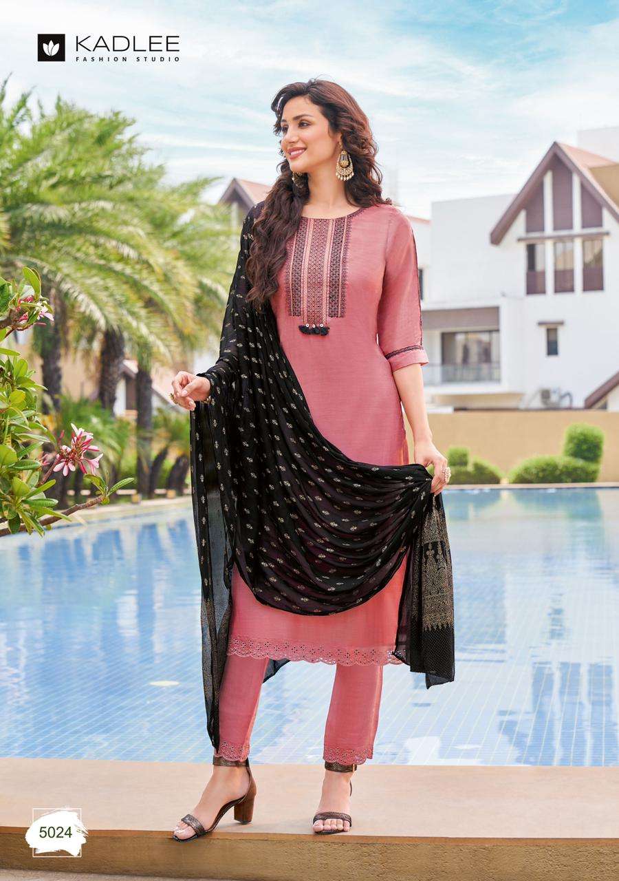SHANAYA VOL-4 BY KADLEE 5019 TO 5024 SERIES BEAUTIFUL SUITS COLORFUL STYLISH FANCY CASUAL WEAR & ETHNIC WEAR VISCOSE EMBROIDERED DRESSES AT WHOLESALE PRICE