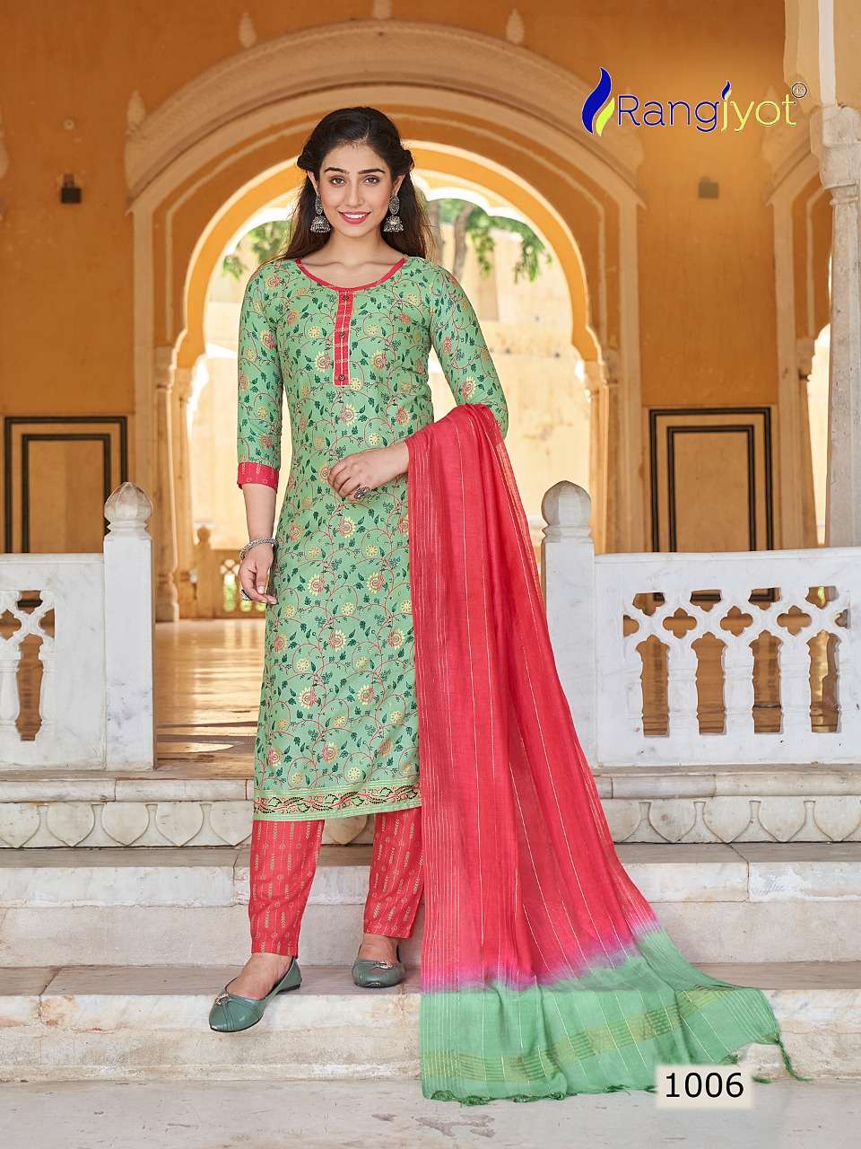 Rangrasiya By Rangjyot Fashion 1001 To 1008 Series Beautiful Suits Colorful Stylish Fancy Casual Wear & Ethnic Wear Rayon Gold Print Dresses At Wholesale Price