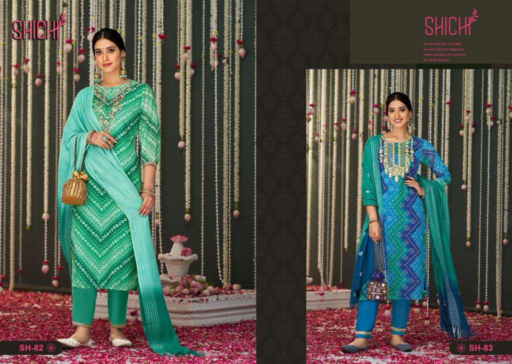 BANDHEJ COLLECTION BY SHICHI 79 TO 84 SERIES BEAUTIFUL SUITS COLORFUL STYLISH FANCY CASUAL WEAR & ETHNIC WEAR CHIFFON DRESSES AT WHOLESALE PRICE