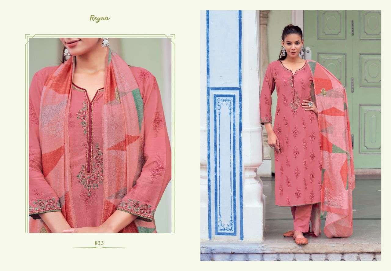 RANG BY REYNA 821 TO 827 SERIES BEAUTIFUL SUITS COLORFUL STYLISH FANCY CASUAL WEAR & ETHNIC WEAR PURE BEMBERG SILK DRESSES AT WHOLESALE PRICE