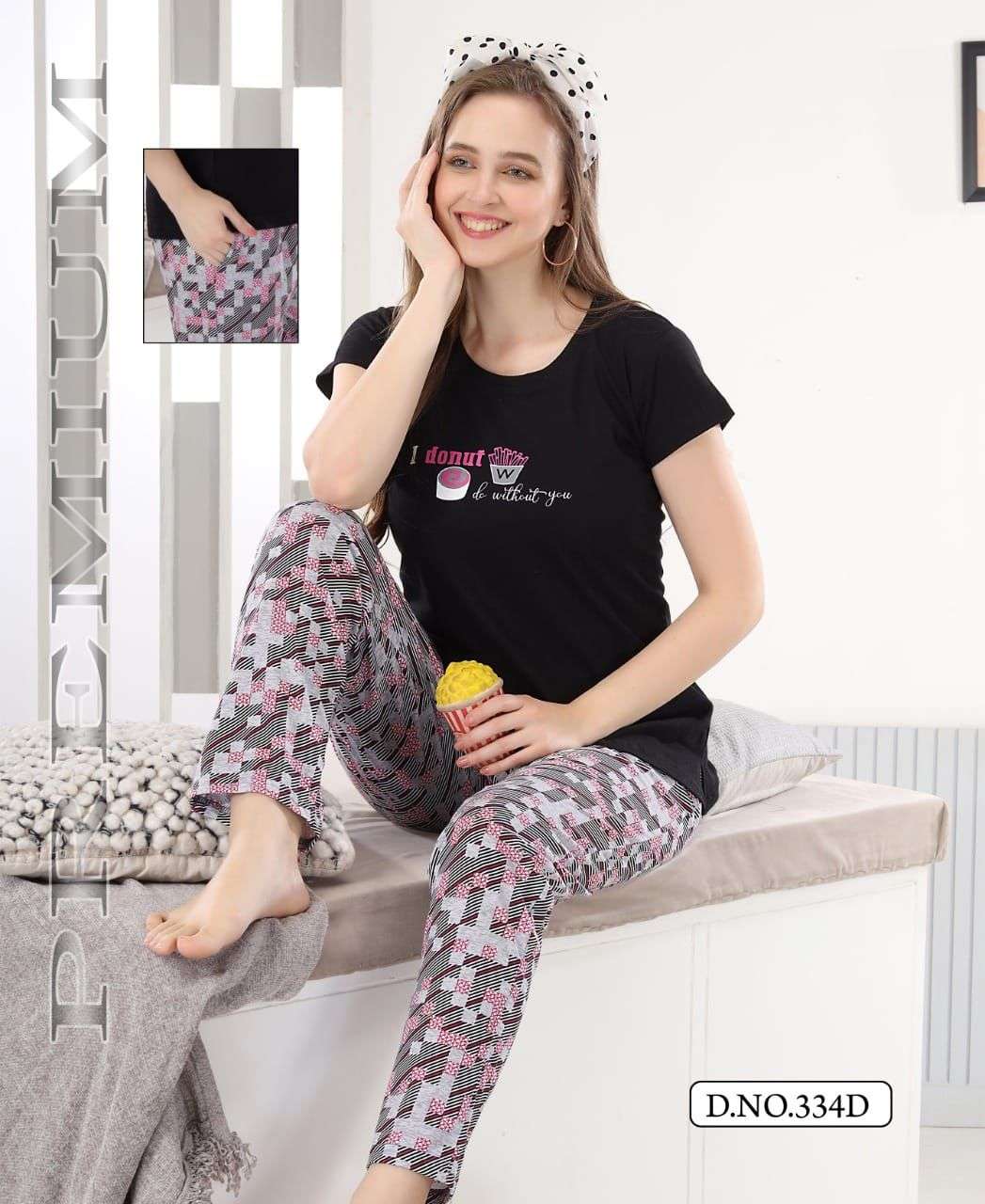 VOL-334 BY FASHION TALK 334-A TO 334-F SERIES BEAUTIFUL STYLISH FANCY COLORFUL CASUAL WEAR & ETHNIC WEAR HOSIERY COTTON NIGHT SUITS AT WHOLESALE PRICE