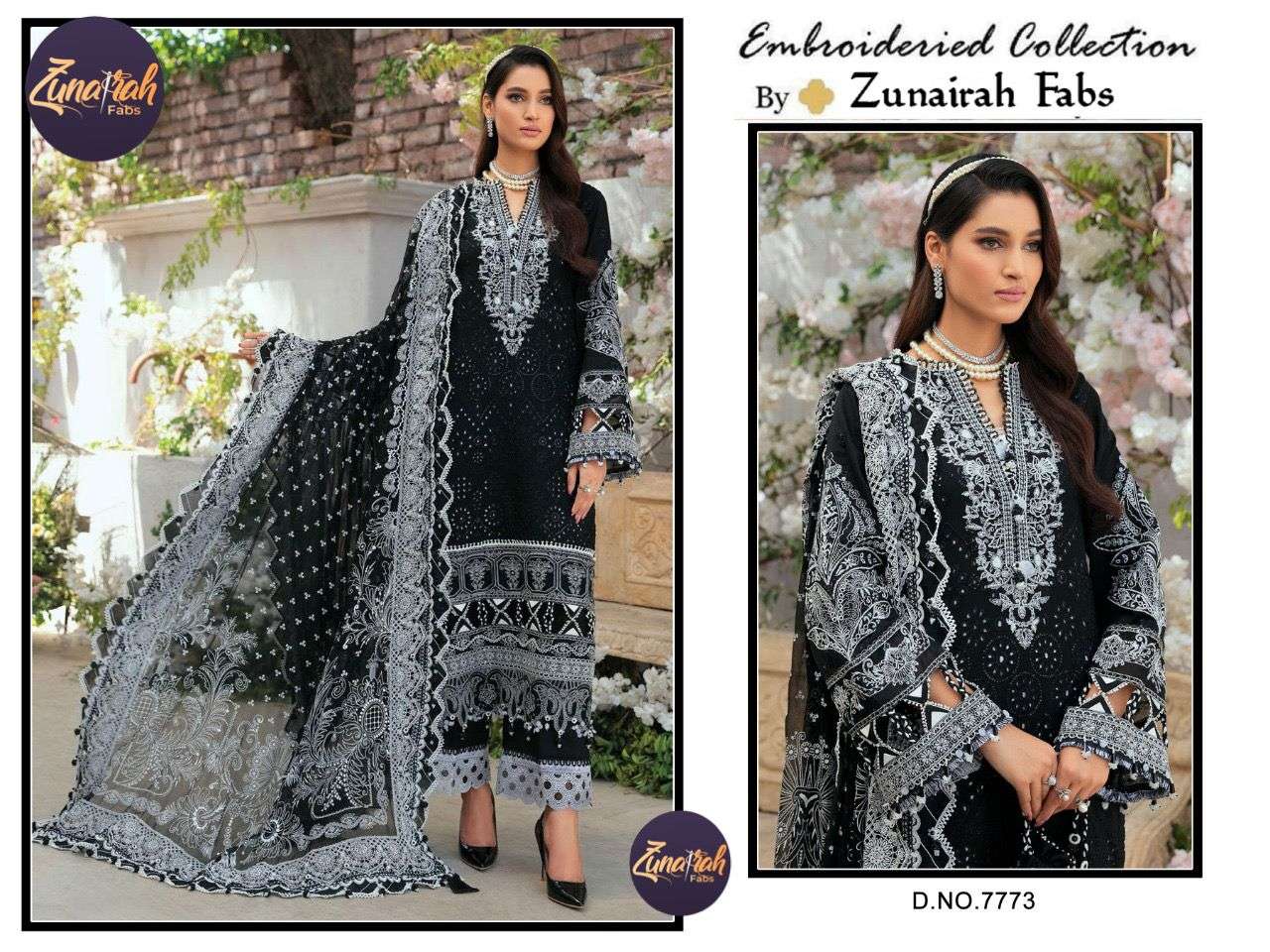 EMBROIDERED COLLECTION BY ZUNAIRAH FABS BEAUTIFUL PAKISTANI SUITS COLORFUL STYLISH FANCY CASUAL WEAR & ETHNIC WEAR PURE COTTON DRESSES AT WHOLESALE PRICE