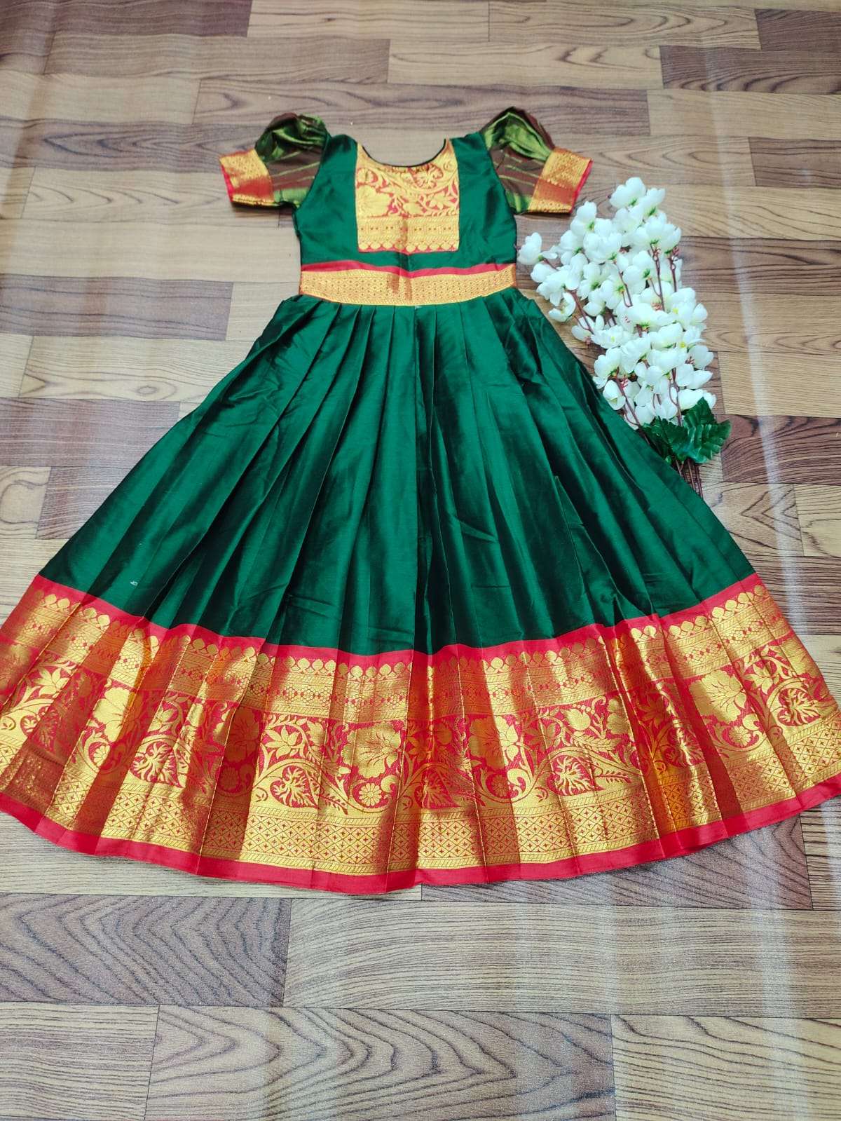 PVR-KIDS GOWN BY FASHID WHOLESALE 01 TO 06 SERIES DESIGNER BEAUTIFUL NAVRATRI COLLECTION OCCASIONAL WEAR & PARTY WEAR PURE LICHI SILK LEHENGAS AT WHOLESALE PRICE