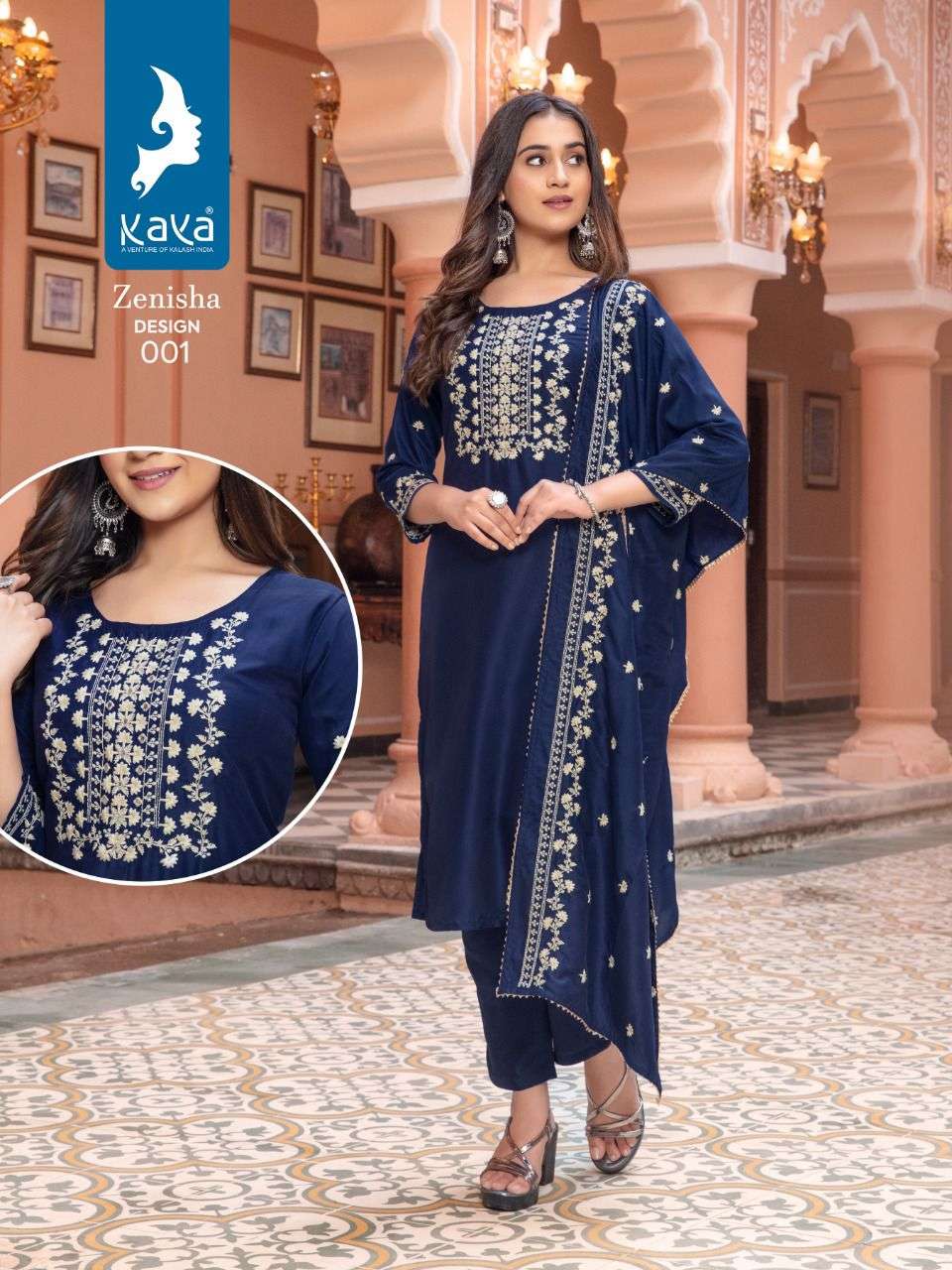 ZENISHA BY KAYA 001 TO 006 SERIES BEAUTIFUL SUITS COLORFUL STYLISH FANCY CASUAL WEAR & ETHNIC WEAR MUSLIN DRESSES AT WHOLESALE PRICE