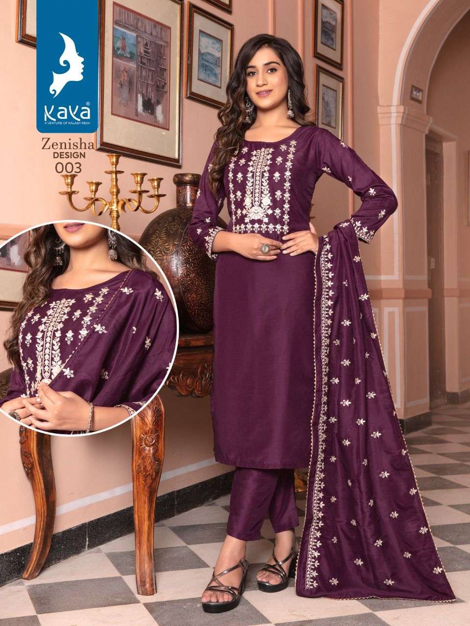 ZENISHA BY KAYA 001 TO 006 SERIES BEAUTIFUL SUITS COLORFUL STYLISH FANCY CASUAL WEAR & ETHNIC WEAR MUSLIN DRESSES AT WHOLESALE PRICE