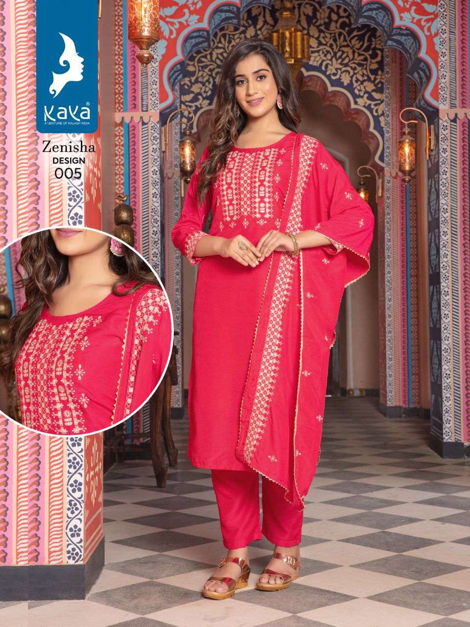 ZENISHA BY KAYA 001 TO 006 SERIES BEAUTIFUL SUITS COLORFUL STYLISH FANCY CASUAL WEAR & ETHNIC WEAR MUSLIN DRESSES AT WHOLESALE PRICE