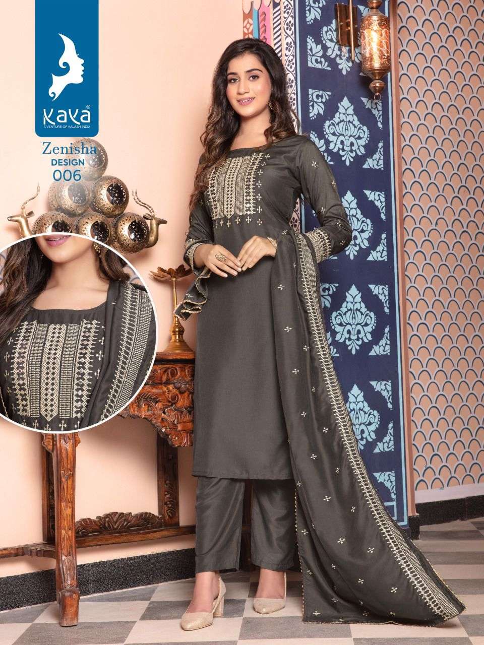 ZENISHA BY KAYA 001 TO 006 SERIES BEAUTIFUL SUITS COLORFUL STYLISH FANCY CASUAL WEAR & ETHNIC WEAR MUSLIN DRESSES AT WHOLESALE PRICE