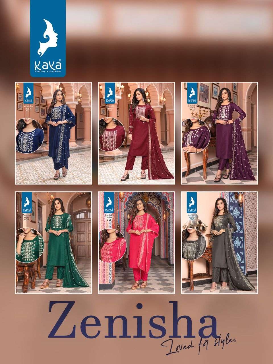 ZENISHA BY KAYA 001 TO 006 SERIES BEAUTIFUL SUITS COLORFUL STYLISH FANCY CASUAL WEAR & ETHNIC WEAR MUSLIN DRESSES AT WHOLESALE PRICE