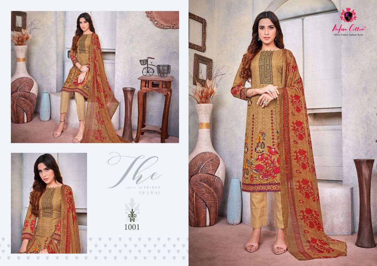 AFLATOON BY NAFISA COTTON 1001 TO 1010 SERIES BEAUTIFUL SUITS COLORFUL STYLISH FANCY CASUAL WEAR & ETHNIC WEAR SOFT COTTON DRESSES AT WHOLESALE PRICE