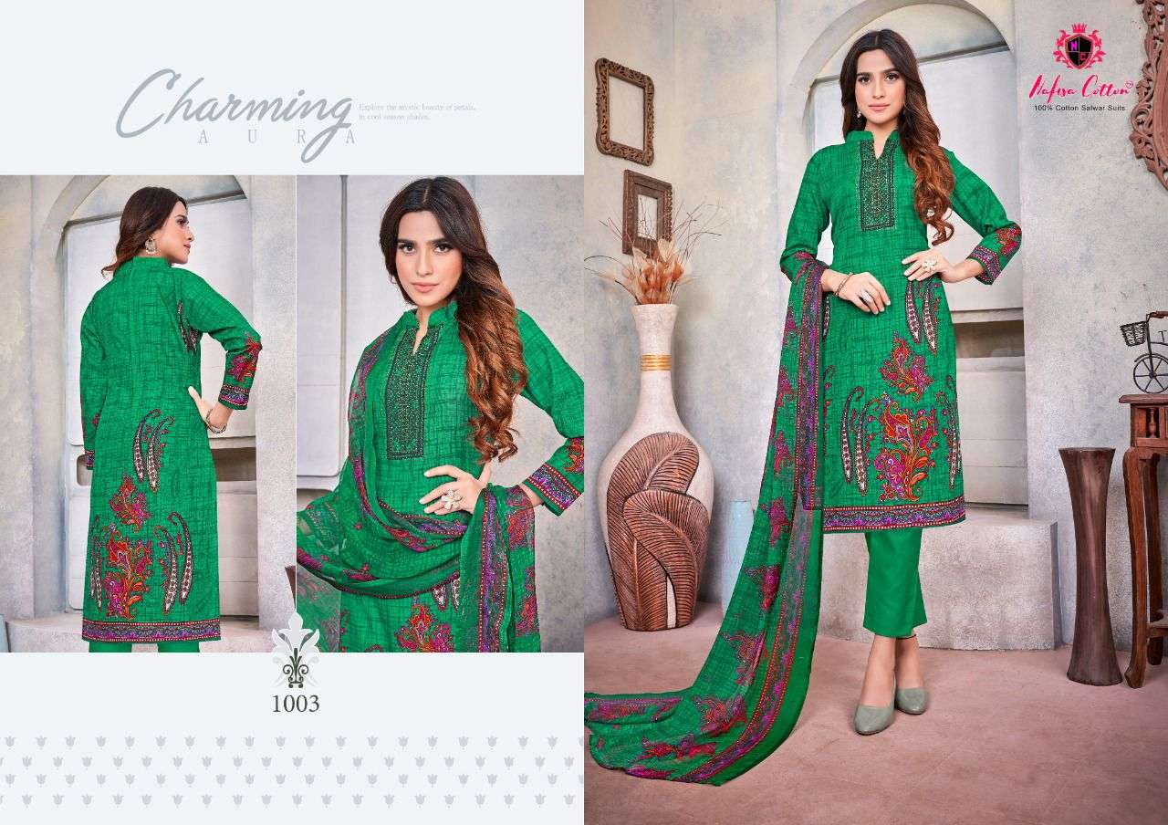 AFLATOON BY NAFISA COTTON 1001 TO 1010 SERIES BEAUTIFUL SUITS COLORFUL STYLISH FANCY CASUAL WEAR & ETHNIC WEAR SOFT COTTON DRESSES AT WHOLESALE PRICE