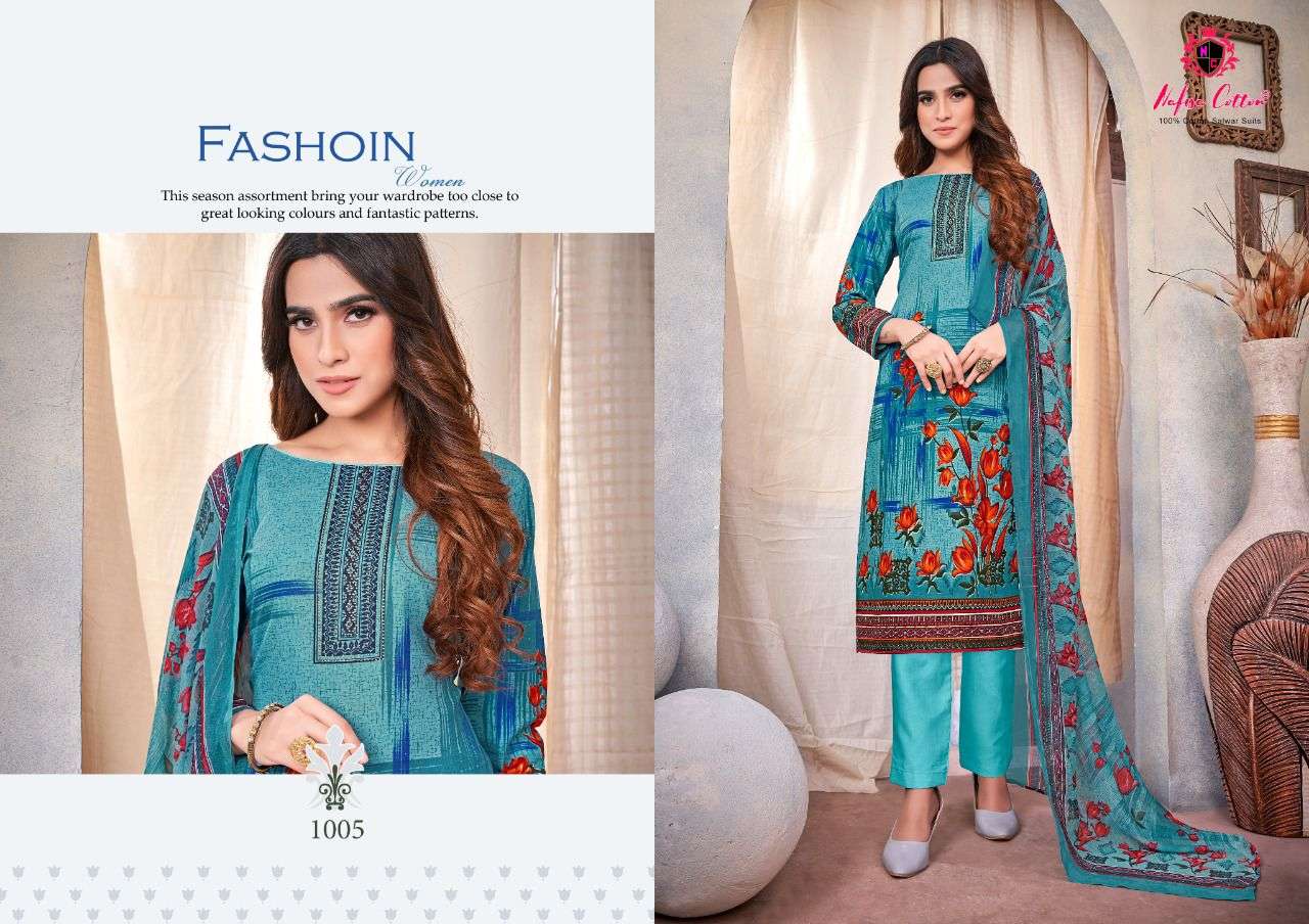 AFLATOON BY NAFISA COTTON 1001 TO 1010 SERIES BEAUTIFUL SUITS COLORFUL STYLISH FANCY CASUAL WEAR & ETHNIC WEAR SOFT COTTON DRESSES AT WHOLESALE PRICE