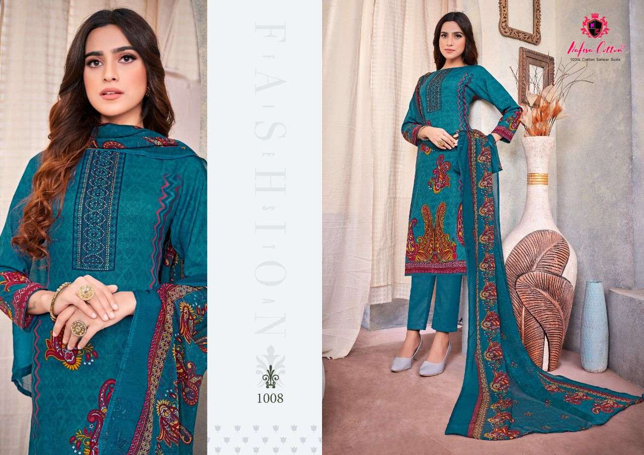 AFLATOON BY NAFISA COTTON 1001 TO 1010 SERIES BEAUTIFUL SUITS COLORFUL STYLISH FANCY CASUAL WEAR & ETHNIC WEAR SOFT COTTON DRESSES AT WHOLESALE PRICE