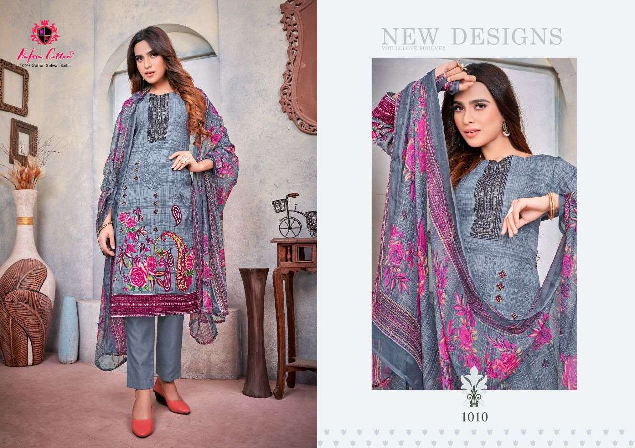 AFLATOON BY NAFISA COTTON 1001 TO 1010 SERIES BEAUTIFUL SUITS COLORFUL STYLISH FANCY CASUAL WEAR & ETHNIC WEAR SOFT COTTON DRESSES AT WHOLESALE PRICE