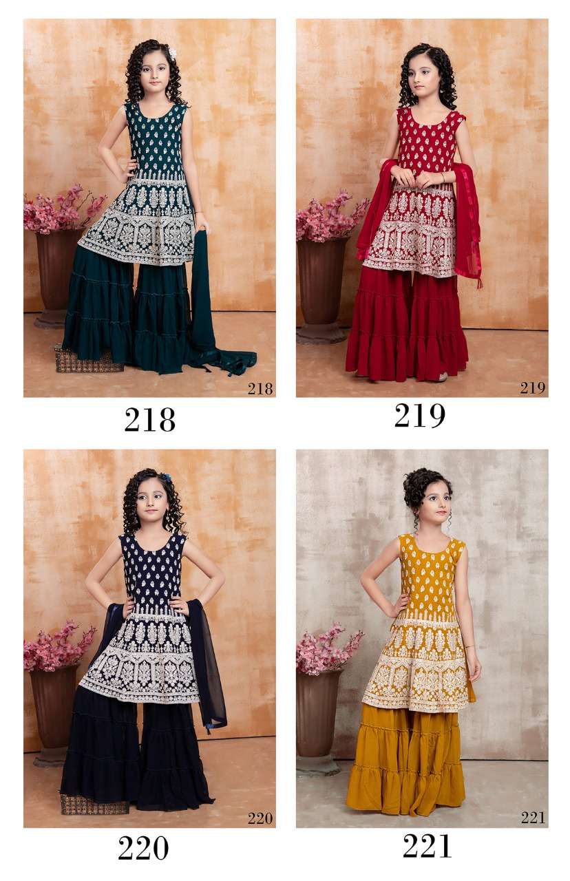 Aaradhna Vol-28 By Fashid Wholesale 218 To 221 Series Beautiful Sharara Suits Colorful Stylish Fancy Casual Wear & Ethnic Wear Faux Georgette Dresses At Wholesale Price