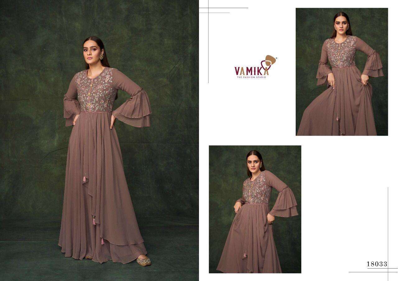 Sui Dhaaga Vol-5 By Vamika 18033 To 18040 Series Beautiful Stylish Fancy Colorful Casual Wear & Ethnic Wear Heavy Georgette Gowns At Wholesale Price