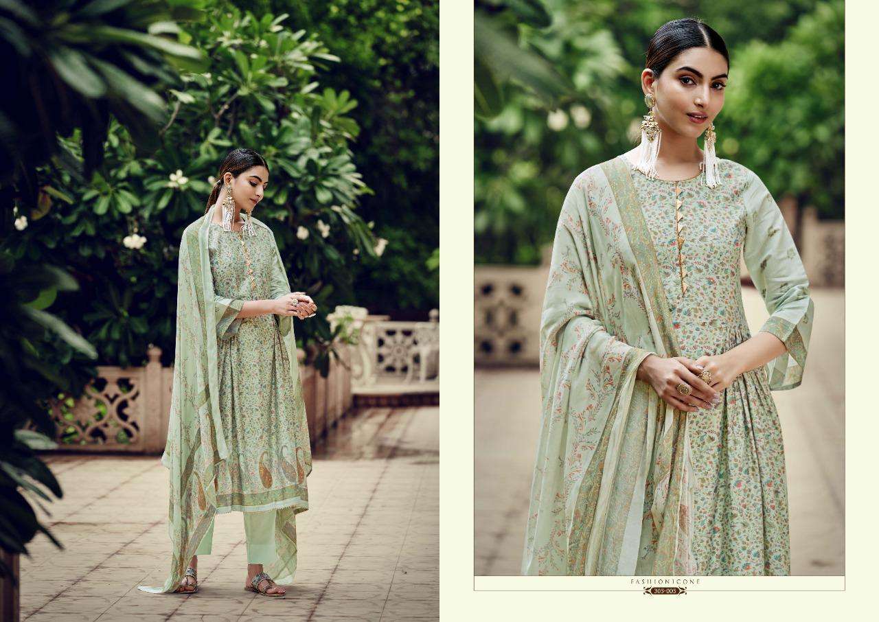 RABIA BY SARGAM PRINTS 305-001 TO 305-008 SERIES BEAUTIFUL SUITS COLORFUL STYLISH FANCY CASUAL WEAR & ETHNIC WEAR PURE MUSLIN PRINT DRESSES AT WHOLESALE PRICE