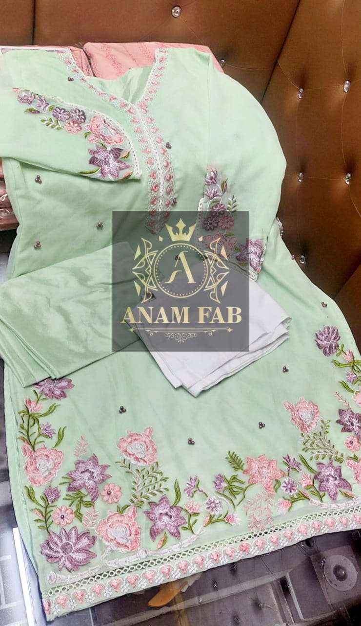 11213-A BY ANAM FAB BEAUTIFUL PAKISTANI SUITS COLORFUL STYLISH FANCY CASUAL WEAR & ETHNIC WEAR FAUX GEORGETTE DRESSES AT WHOLESALE PRICE