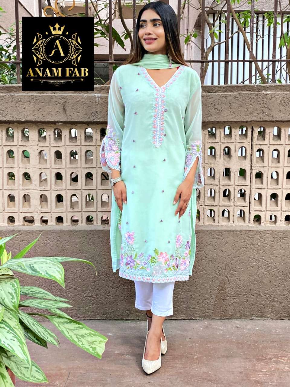 11213-A BY ANAM FAB BEAUTIFUL PAKISTANI SUITS COLORFUL STYLISH FANCY CASUAL WEAR & ETHNIC WEAR FAUX GEORGETTE DRESSES AT WHOLESALE PRICE
