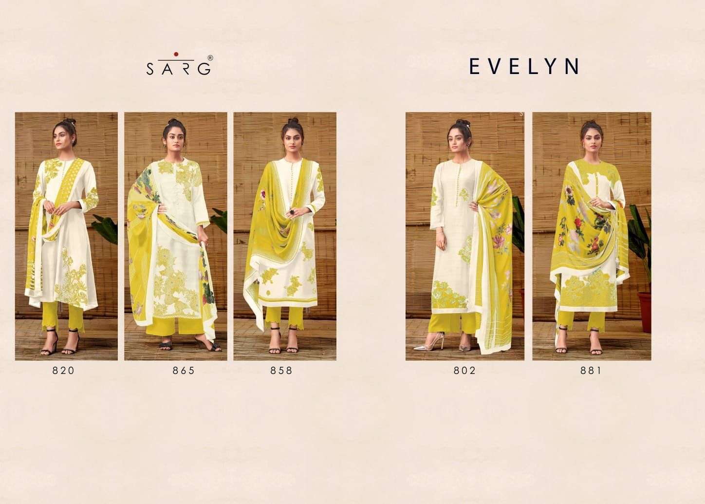 EVELYN BY SARG BEAUTIFUL SUITS COLORFUL STYLISH FANCY CASUAL WEAR & ETHNIC WEAR MUSLIN SILK PRINT DRESSES AT WHOLESALE PRICE