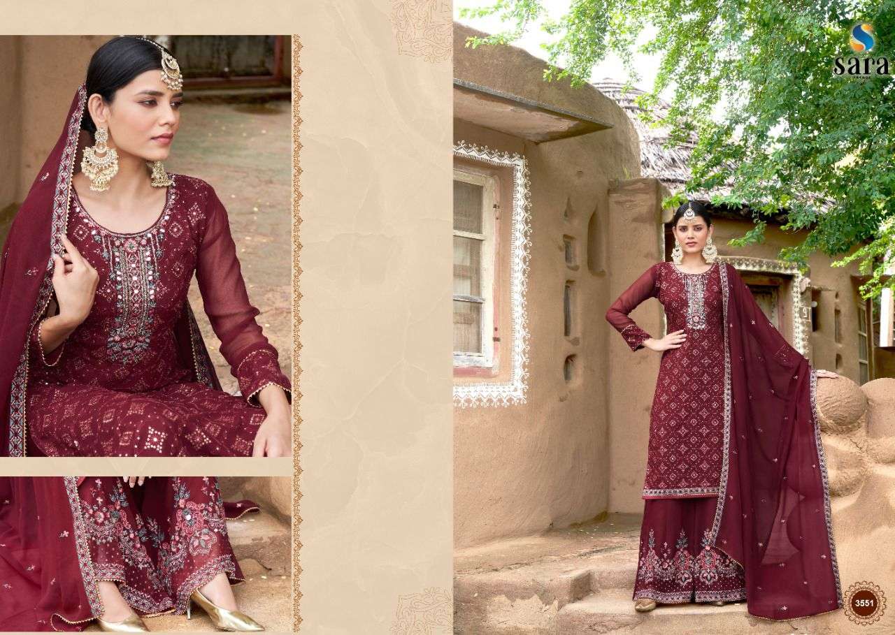 NIHARIKA BY SARA TRENDZ 3551 TO 3554 SERIES BEAUTIFUL SHARARA SUITS COLORFUL STYLISH FANCY CASUAL WEAR & ETHNIC WEAR GEORGETTE DRESSES AT WHOLESALE PRICE