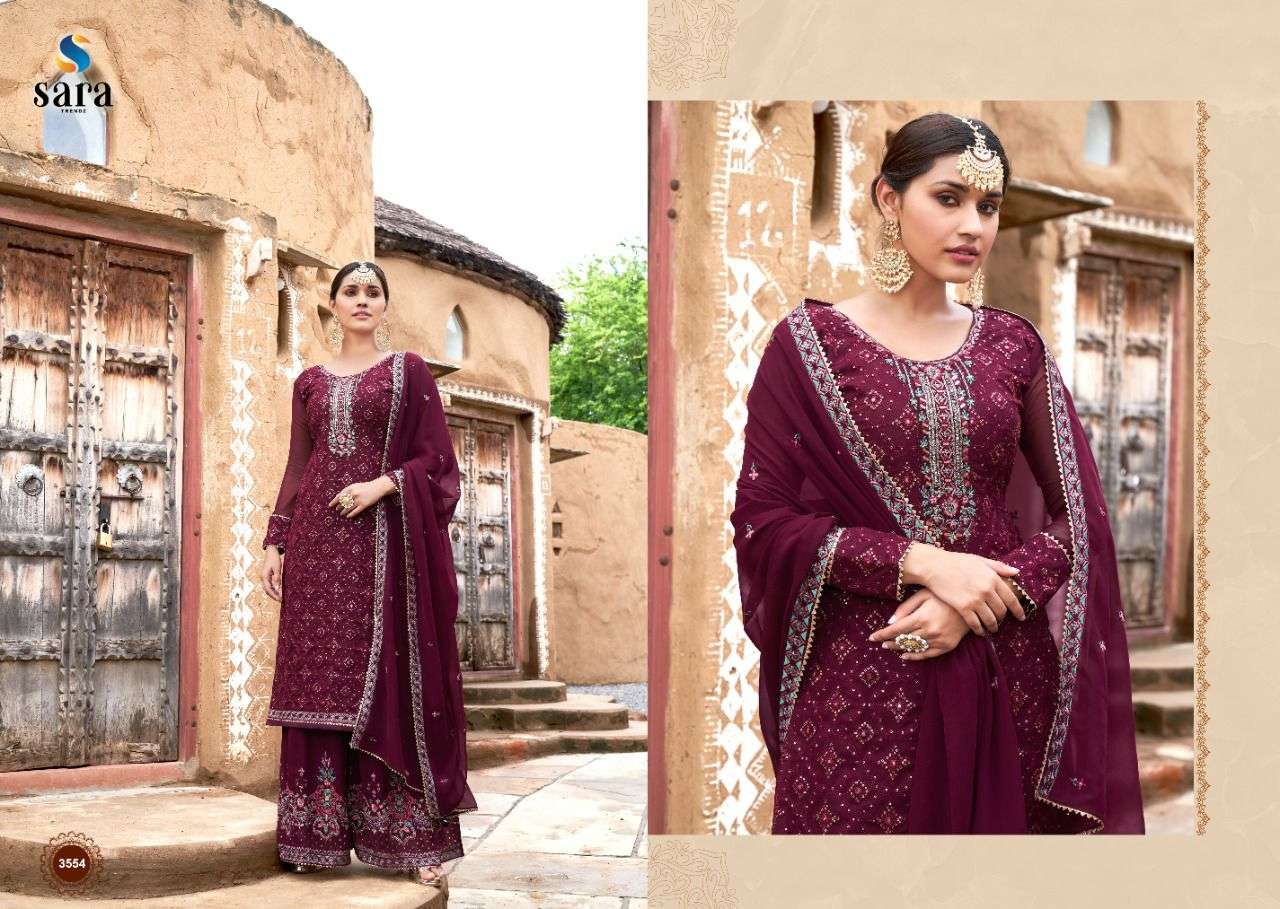 NIHARIKA BY SARA TRENDZ 3551 TO 3554 SERIES BEAUTIFUL SHARARA SUITS COLORFUL STYLISH FANCY CASUAL WEAR & ETHNIC WEAR GEORGETTE DRESSES AT WHOLESALE PRICE