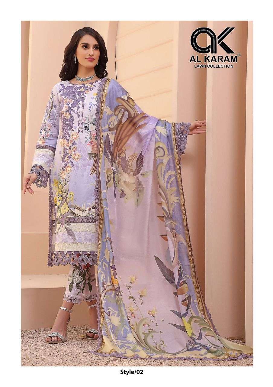 QUEENS COURT BY AL KARAM LAWN COLLECTION 01 TO 06 SERIES BEAUTIFUL STYLISH SUITS FANCY COLORFUL CASUAL WEAR & ETHNIC WEAR & READY TO WEAR PURE CAMBRIC DRESSES AT WHOLESALE PRICE